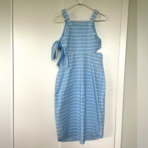 Kate Spade Saturday Blue White Striped Midi Cut Out Cutout Dress Size 6